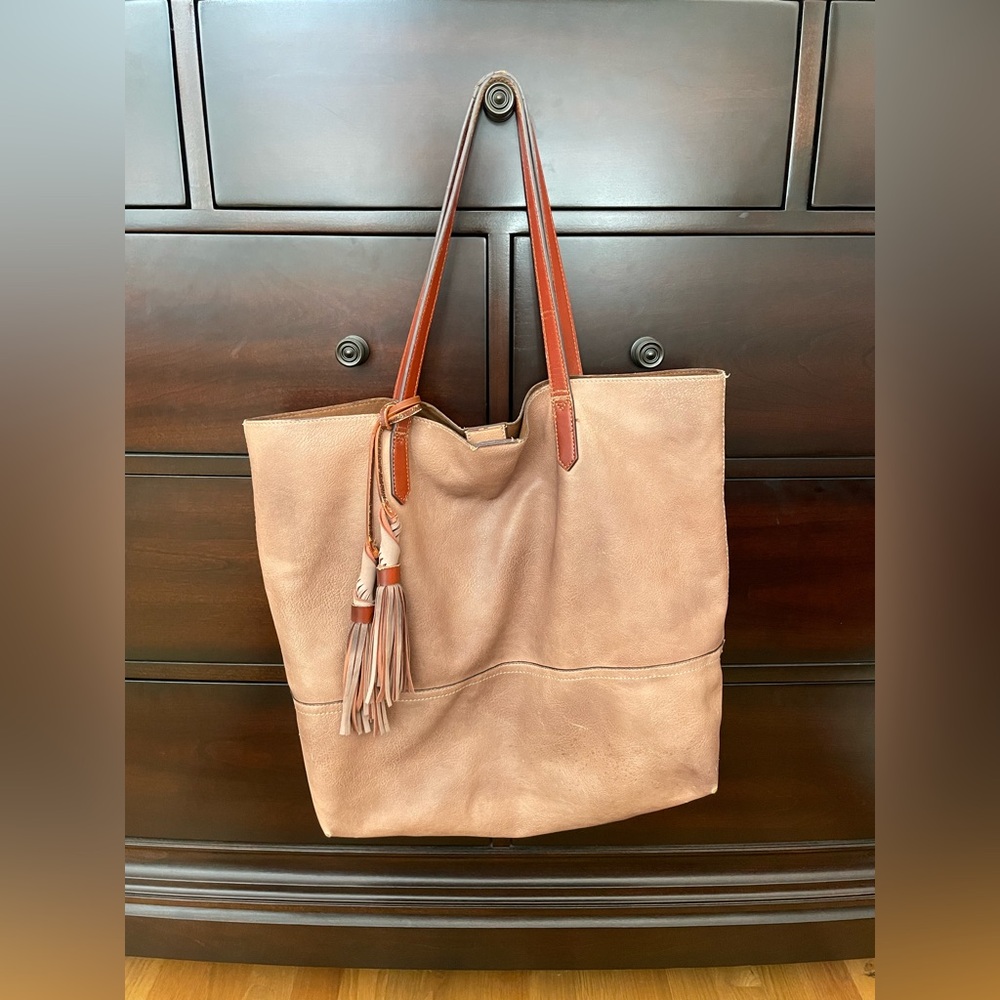 Free People Tan and Brown Leather Tote